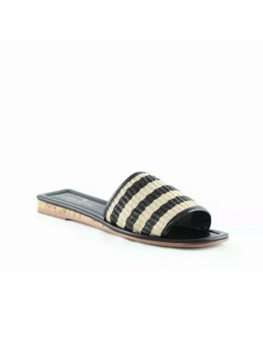 NWOT Kate Spade New York ‘Juiliane’ Raffia Slide Sandals in Black Stripe Sz 5.5